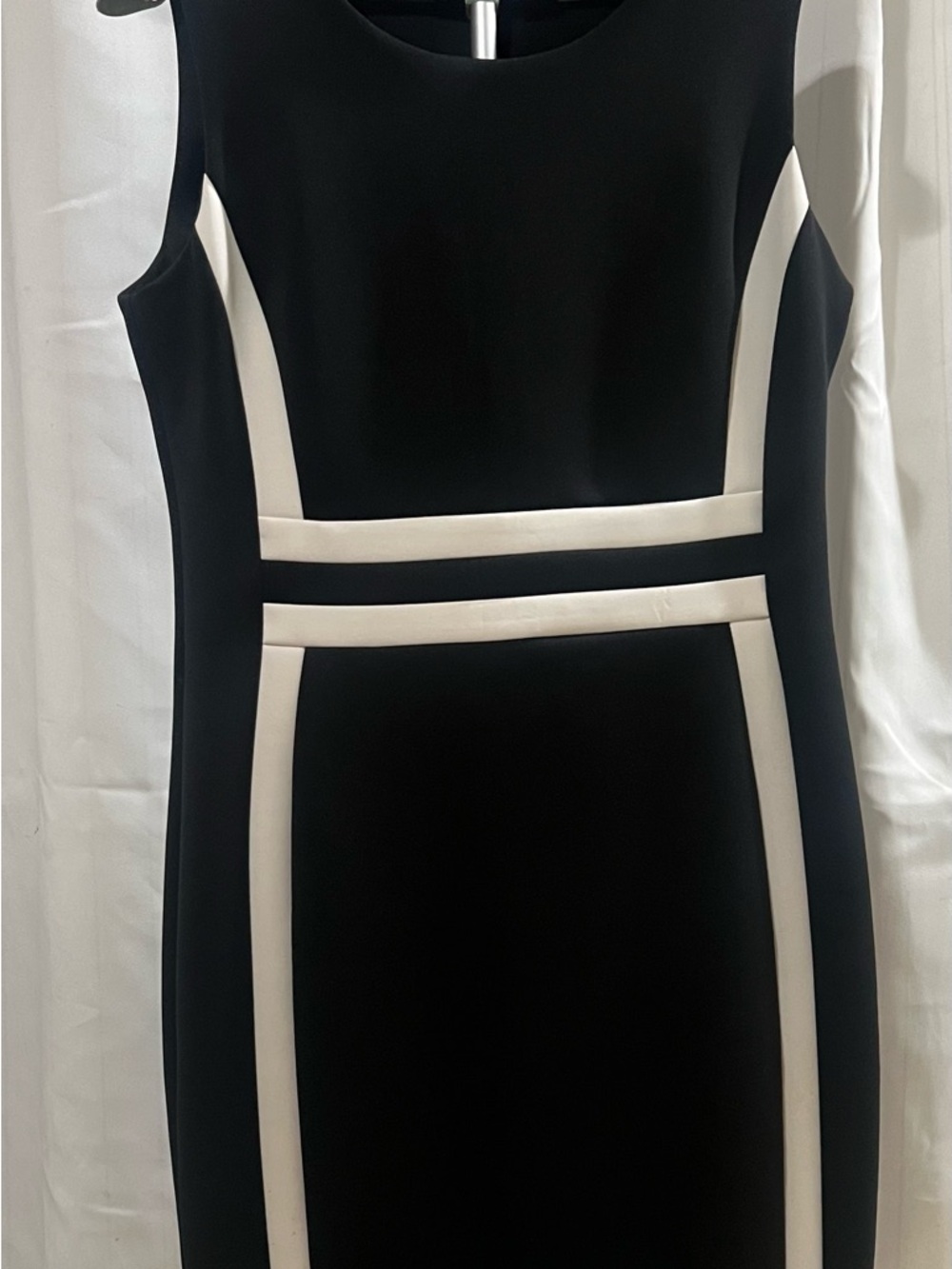 Calvin Klein Black and White Colorblock Midi Sheath Dress - Picture 3 of 5